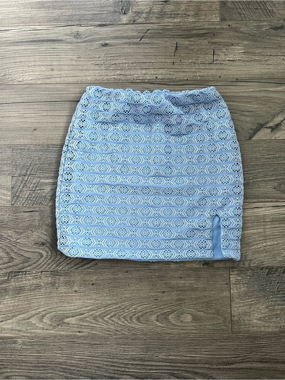 Le Lis Baby Blue Lace Mini Skirt